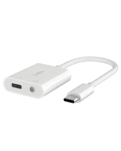 RockStar 3.5mm Audio + USB-C Charge Adapter, White