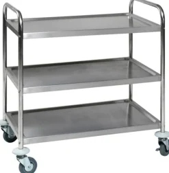 Rullbord, rostfri stål, 3 hyllplan