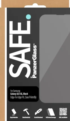 SAFE. Galaxy A22 5G Screen Protector Glass, Black