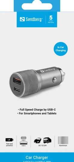 Sandberg Car Charger 1xQC3.0+1xUSBC 48W