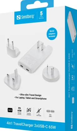 SANDBERG 4in1 TravelCharger 2xUSB-C 65W