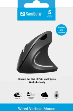 Sandberg Wired Vertical Mouse, Black