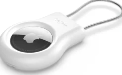 Secure Holder with Wire Cable for Airtag - White