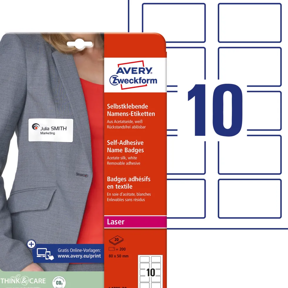 Self-adhesive name badge 80x50 (200)