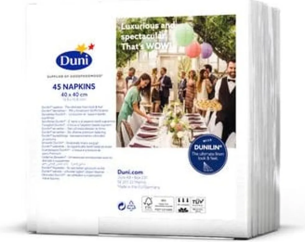 Servett Dunilin 40x40cm vit 45/fp