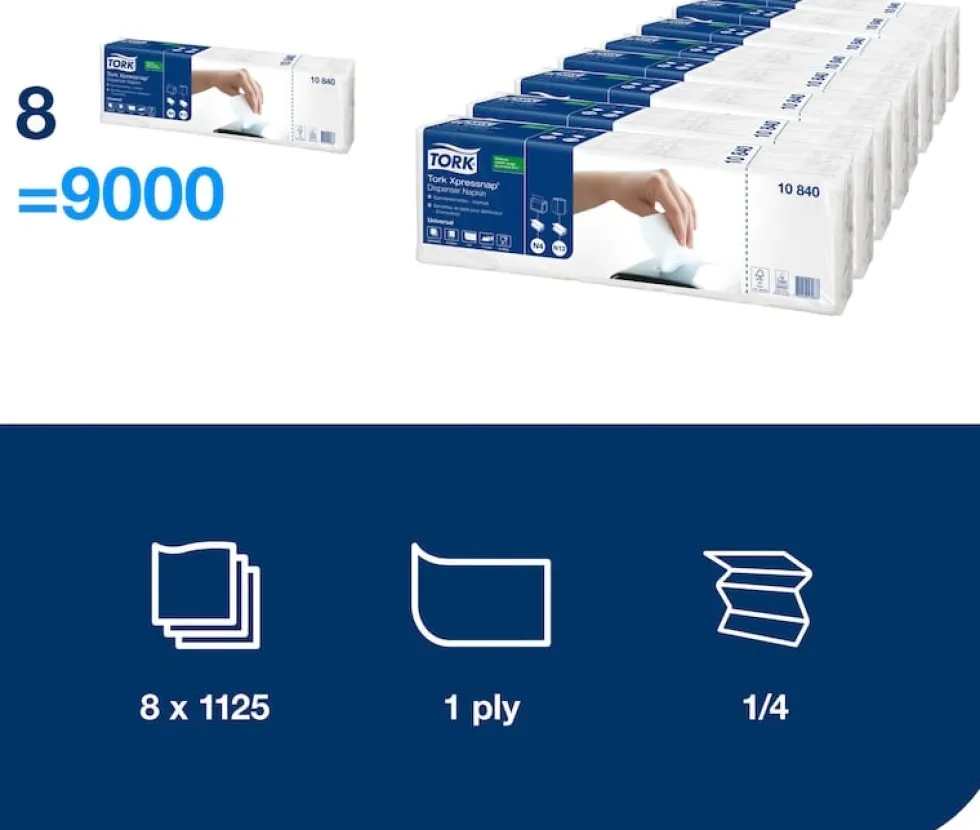 Servett för TORK Xpressnap Universal N4, vit, 1125/FP