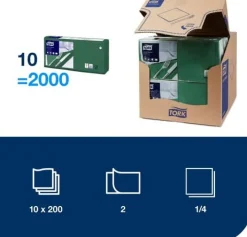 Servett TORK Lunch 2-lags grön 200/fp