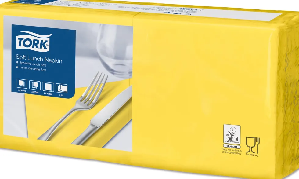 Servett TORK Lunch 3-lags gul 150/fp