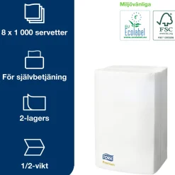 Servett TORK Xpressnap Premium N4, 2-lag, 8000/fp
