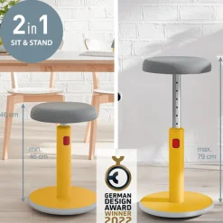 Sitta-Stå Balansstol LEITZ Ergo Cosy gul