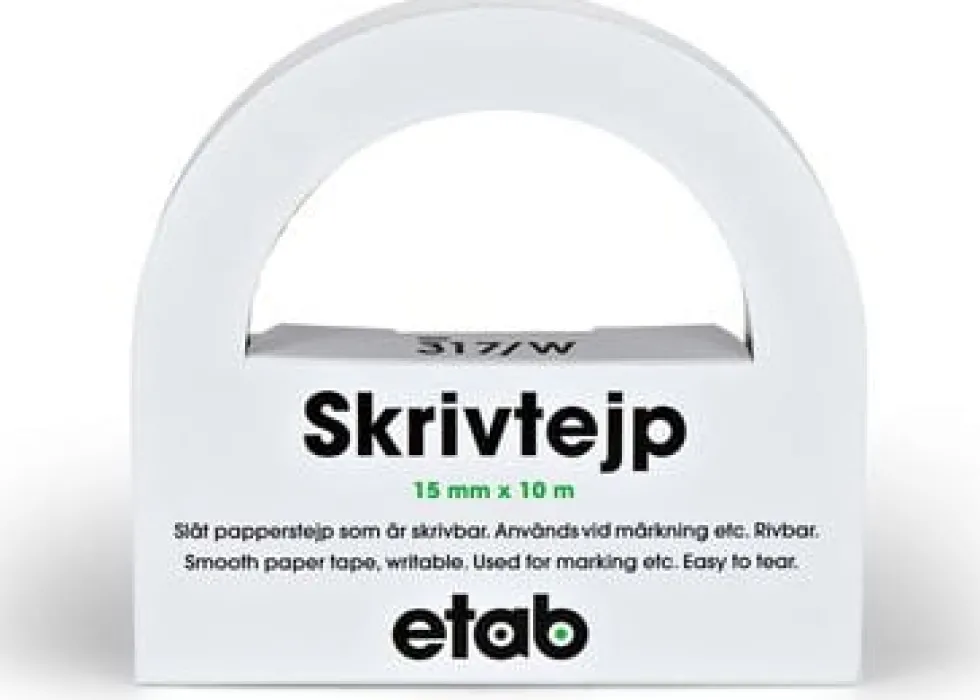 Skrivtejp av papper ETAB 15mmx10m vit