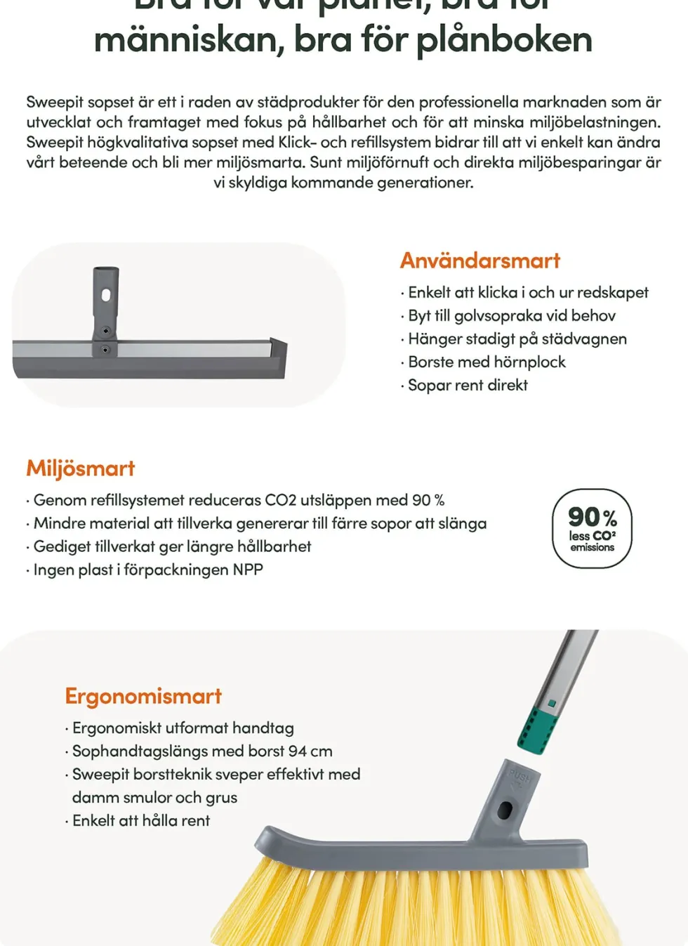 Sopskyffel SWEEPIT refill sopset grå