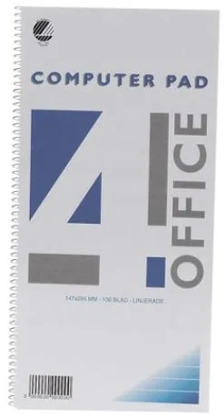 Spiralblock 4-Office, 147x297mm, linjerat, 5st