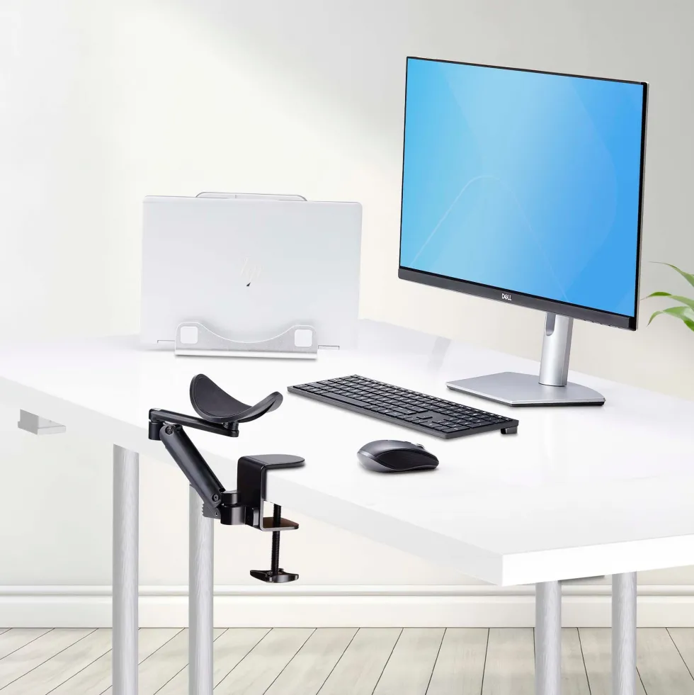 StarTech.com Adjustable Arm Rest For Desk, Clamp-On Install/No