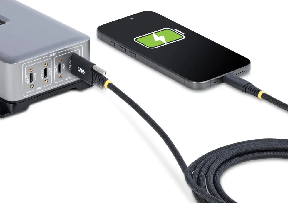 StarTech 10ft (3m) USB-C Charging Cable, 240W, Silicone Jacket