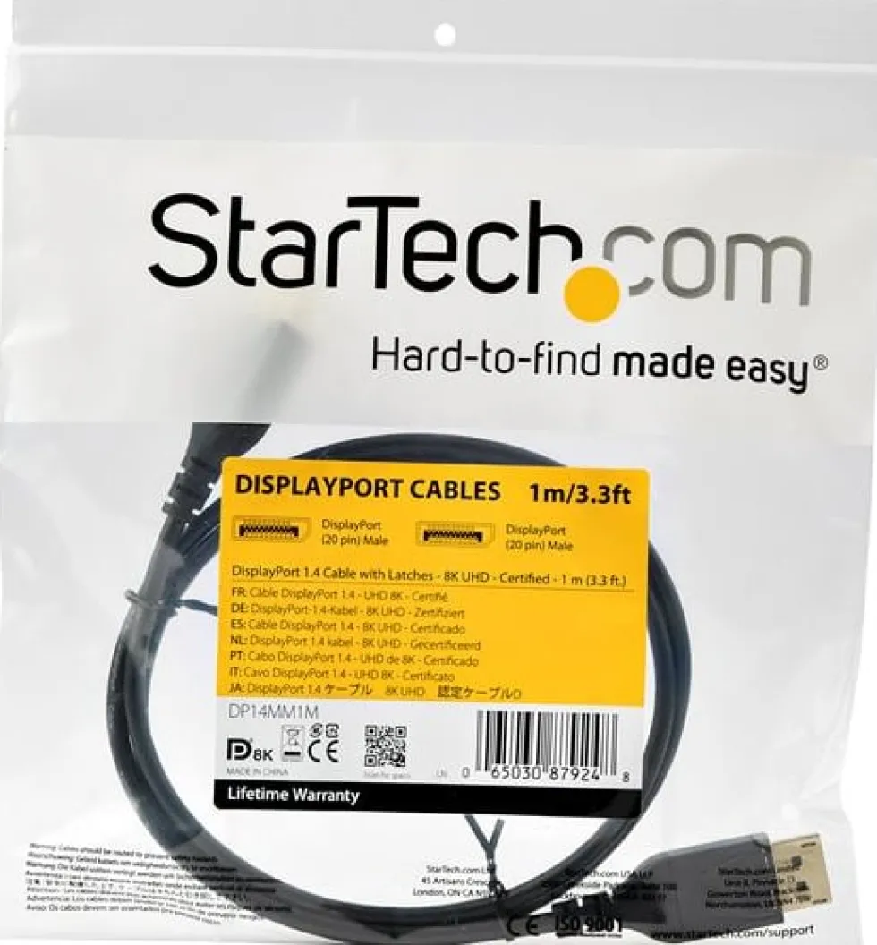 StarTech 3ft/1m VESA Certified DisplayPort 1.4 Cable, 8K 60Hz