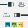 StarTech 6in (15cm) USB C Charging Cable Right Angle, 60W PD 3A,