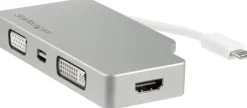 Startech 4-i-1 USB-C-videoadapter med flera portar - aluminium