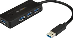 Startech USB 3.0-hubb med 4 portar - Minihubb med laddningsport