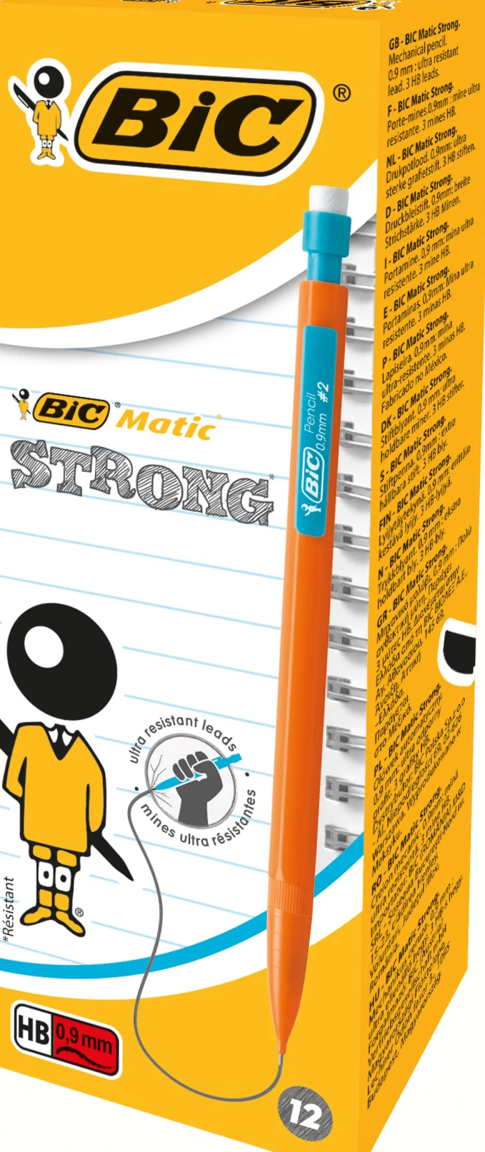 Stiftpenna BIC Matic 0.9, sorterade färger, 12st
