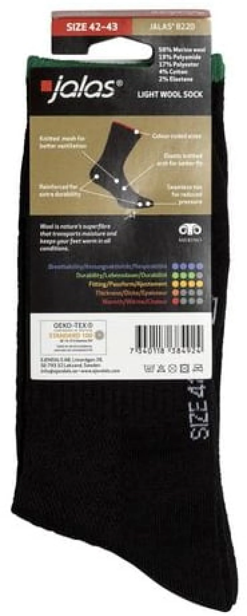 Strumpa merino JALAS 8220 svart 39-41