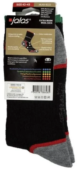 Strumpa merino JALAS 8222 sv/grå 42-43