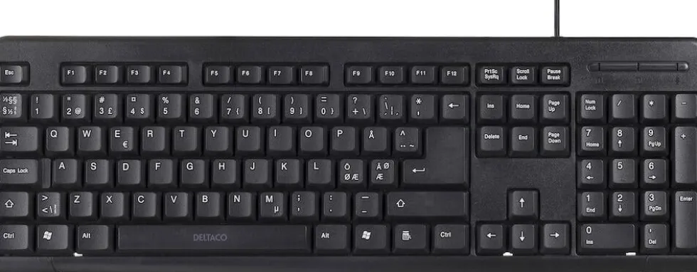 Tangentbord DELTACO slim kabel svart