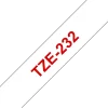 Tape BROTHER TZE232 12mm Röd på Vit