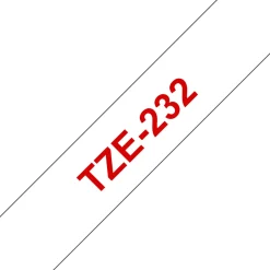 Tape BROTHER TZE232 12mm Röd på Vit