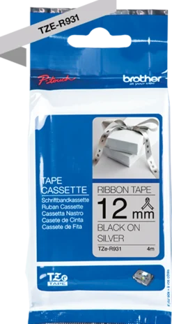 Tape BROTHER TZER931 12mm svart/silver