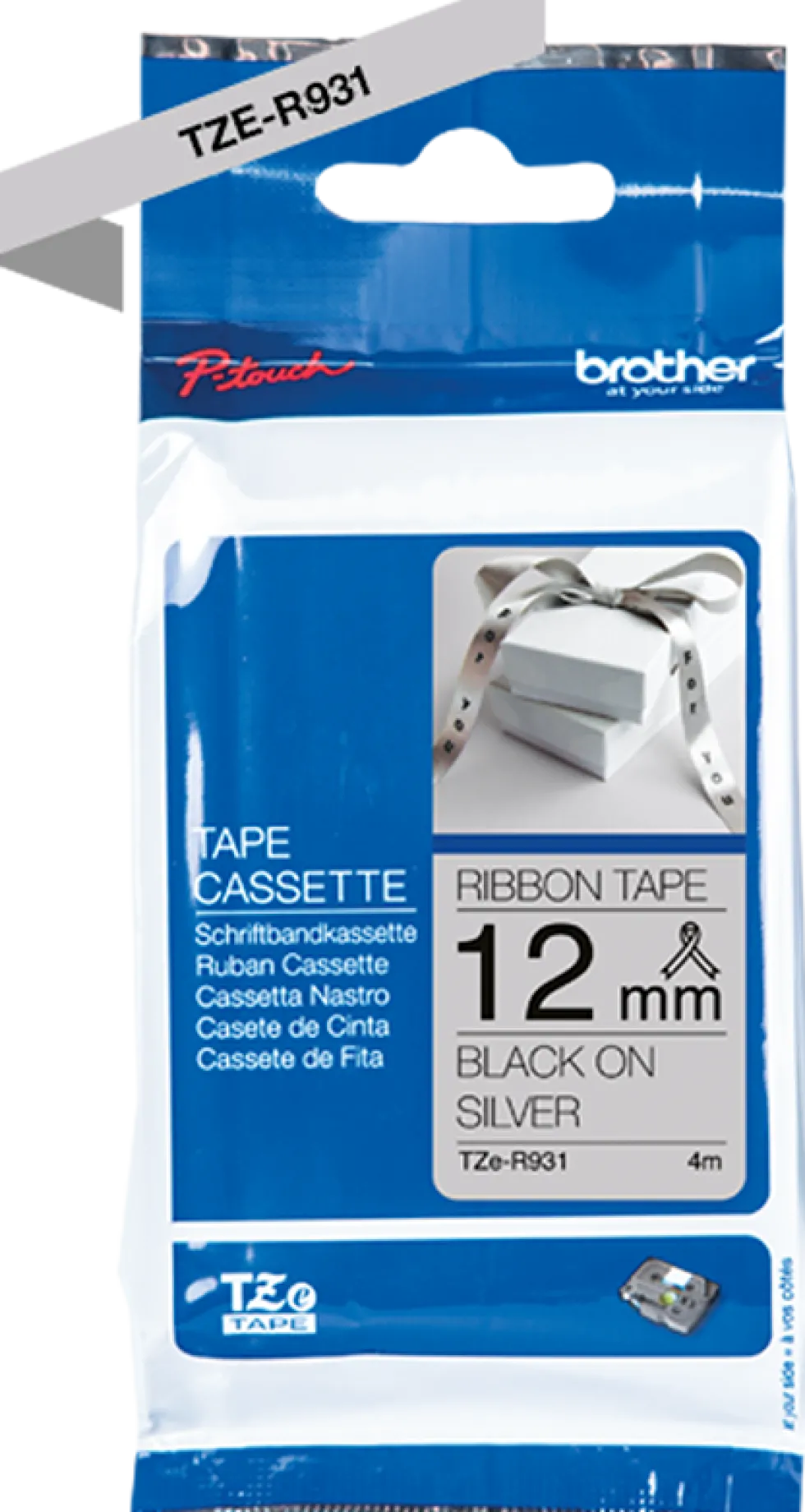Tape BROTHER TZER931 12mm svart/silver