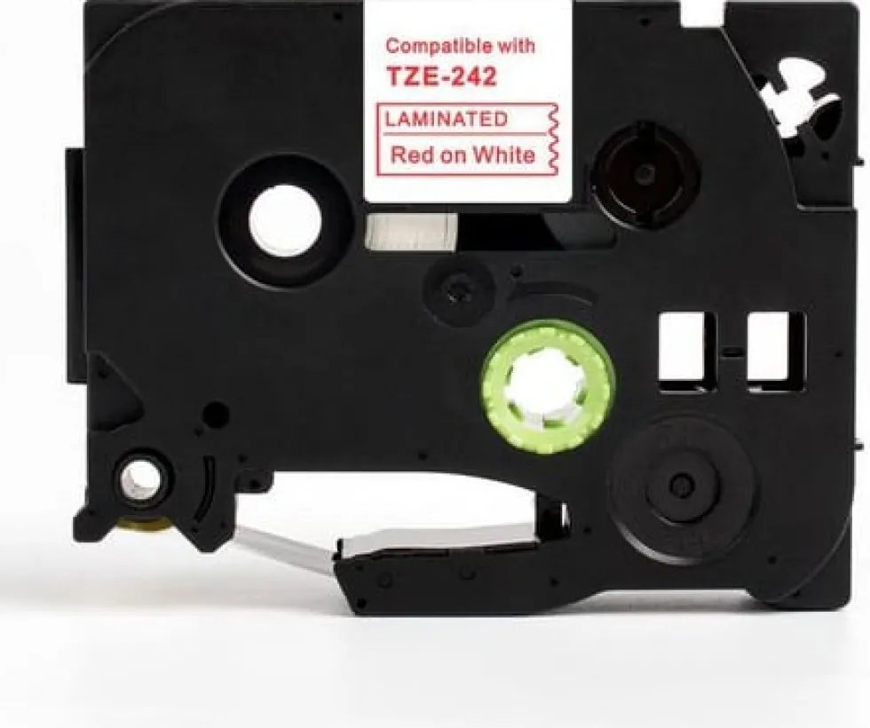 Tape 18mm TZe-242 röd på vit