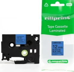 Tape 12mm TZe-531 svart på blå
