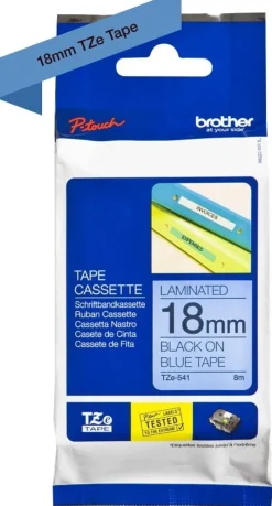 Tape 18mm TZe-541 svart på blå