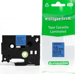 Tape 18mm TZe-541 svart på blå