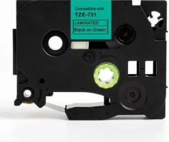 Tape 12mm TZe-731 svart på grön