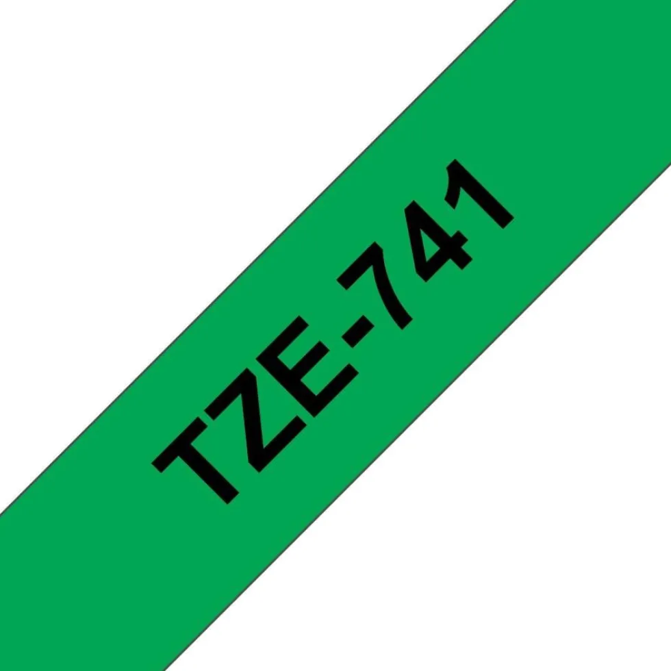 Tape 18mm TZe-741 svart på grön