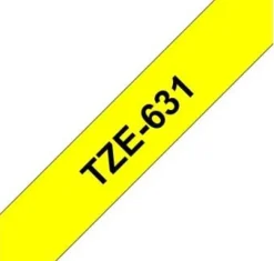 Tape 12mm TZe-631 svart på gul