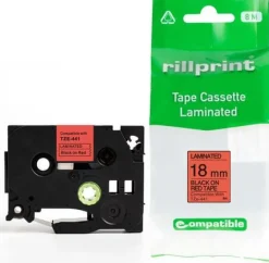 Tape 18mm TZe-441 svart på röd