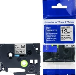 Tape 12mm TZe-931 svart på silver