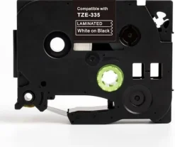 Tape 12mm TZe-335 vit på svart