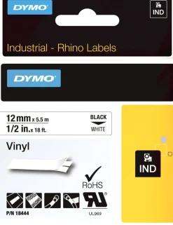 Tape Rhino vinyl 12mm svart på vit