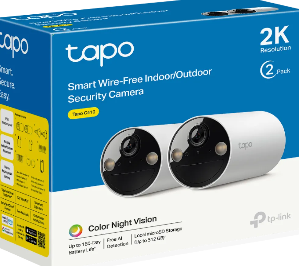 Tapo C410 Smart Wire-Free Indoor/Outdoor Security Cam 2-pack