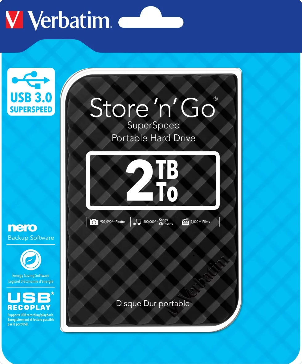 2TB Hard Drive 2,5'' Store ´N´ Go USB 3.0, Black (Gen.2)
