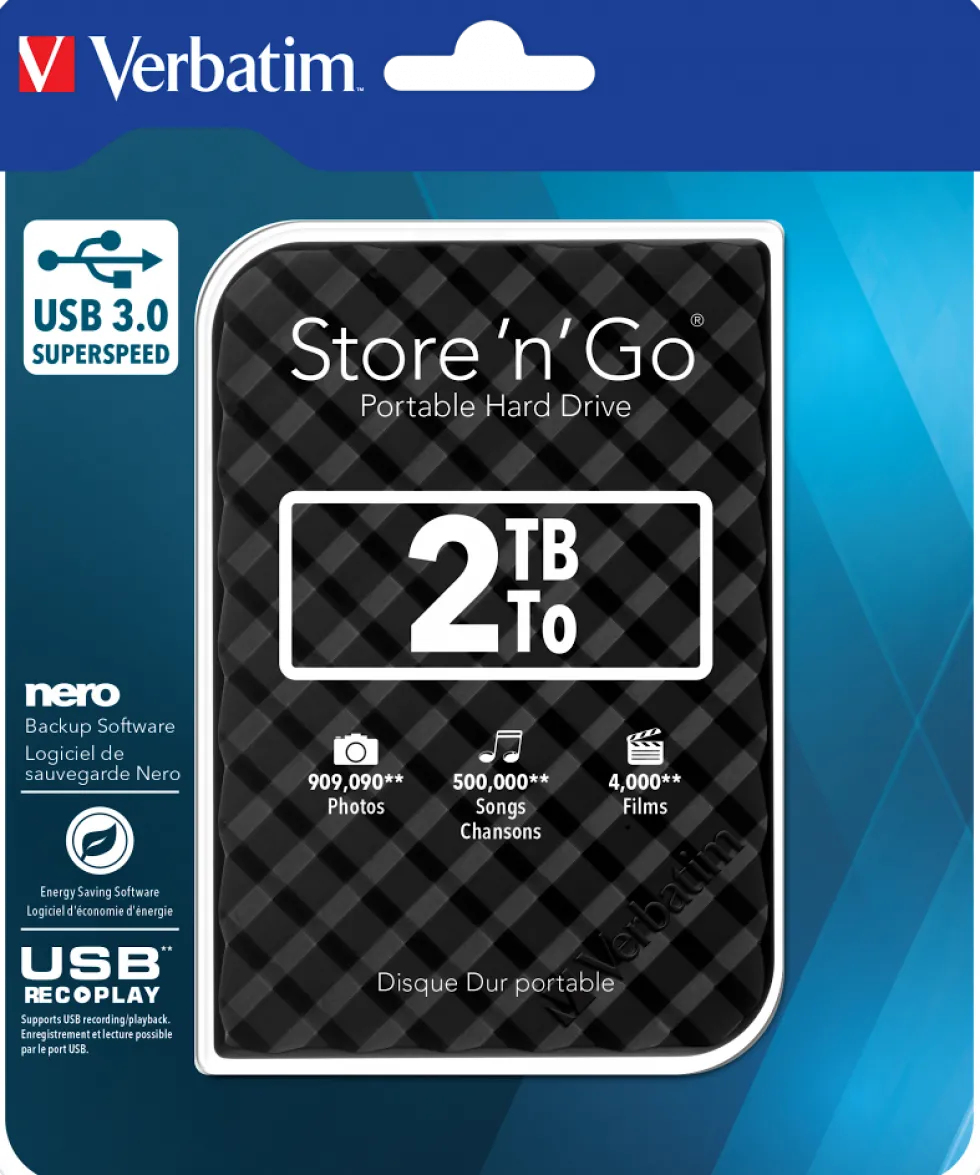 2TB Hard Drive 2,5'' Store ´N´ Go USB 3.0, Black (Gen.2)