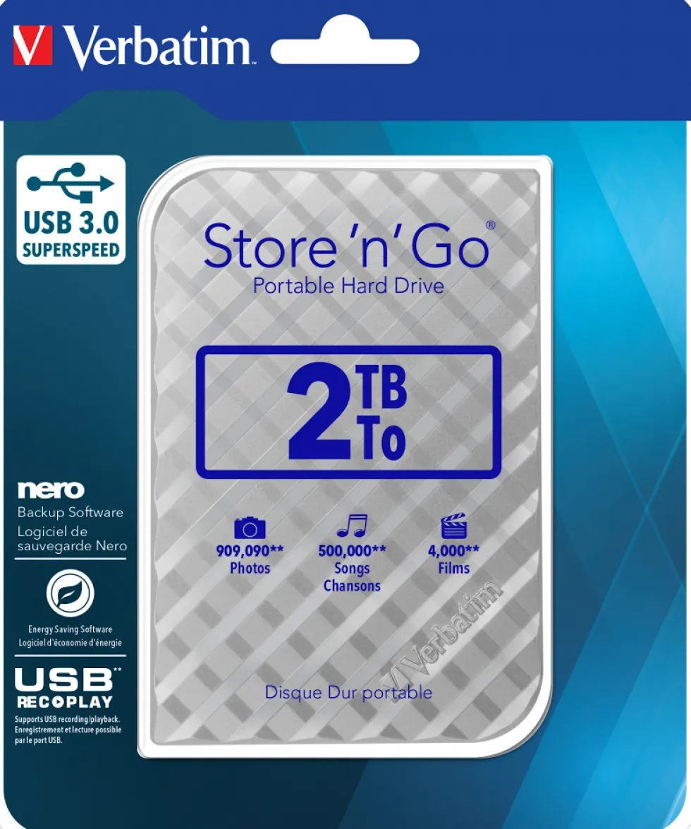 2TB Hard Drive 2,5'' Store N Go USB 3.0, Silver (Gen.2)
