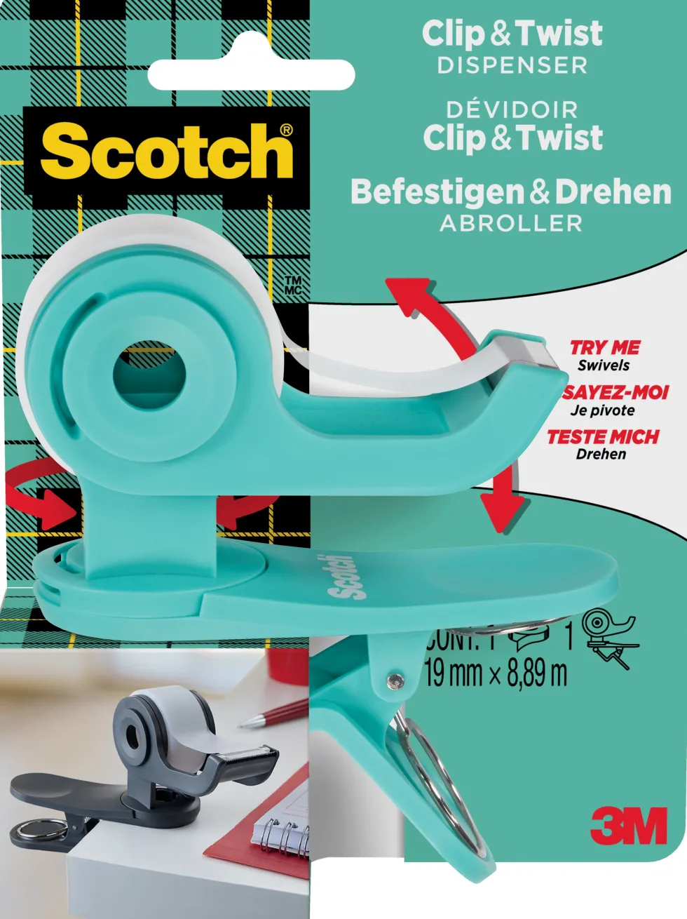 Tejphållare Scotch C19 blågrön inkl.tejprulle