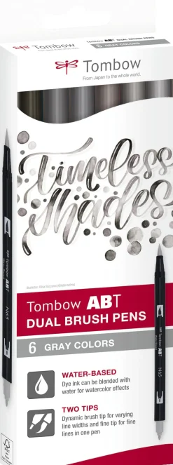 Tombow ABT Dual Brush 6C-6 Grey colors carton (6)