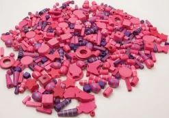 Träpärlor rosa och lila