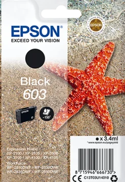 T03U Black 603 Ink Cartridge w/alarm